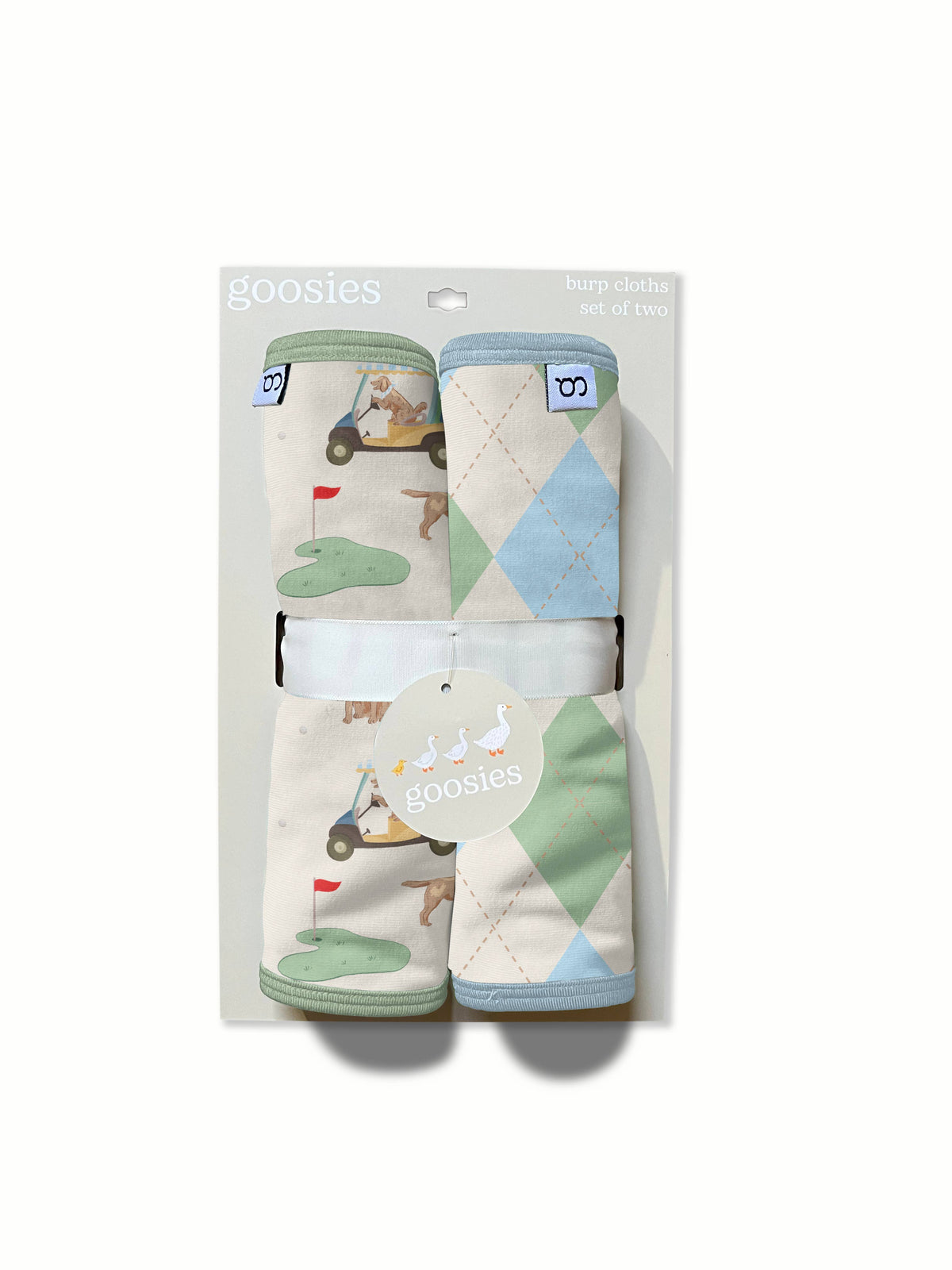 Burp Cloth Set - Barks & Birdies (Golf Dogs)