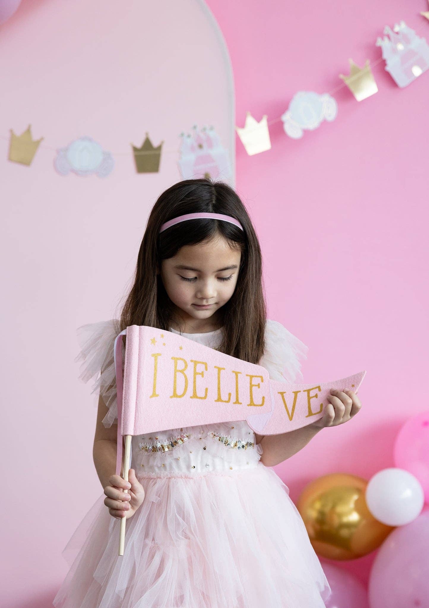Pink Unicorn I Believe Felt Pennant Banner