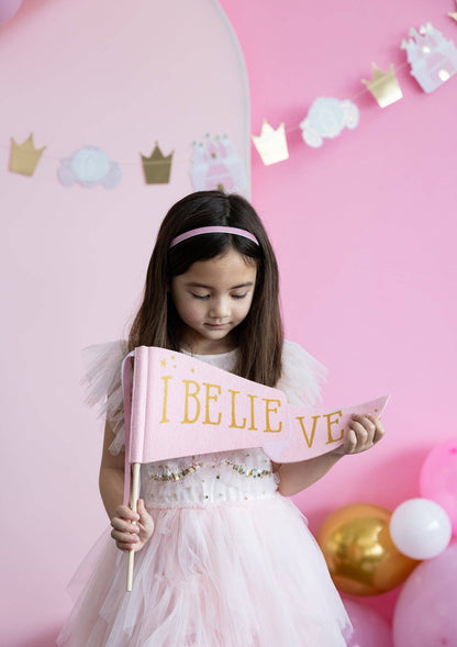 Pink Unicorn I Believe Felt Pennant Banner