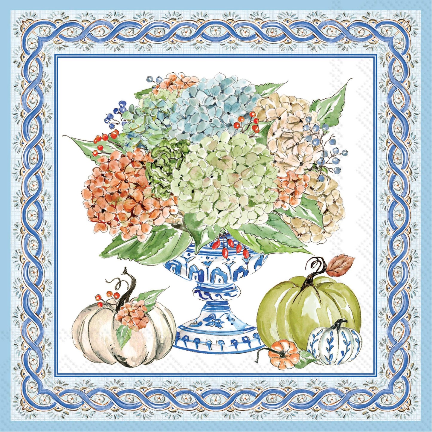 Fall Hydrangea Urn Cocktail Napkins (2oct)