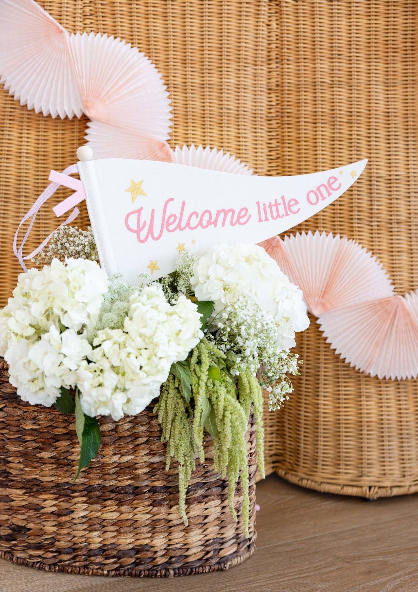 Welcome Little One Pink Pennant
