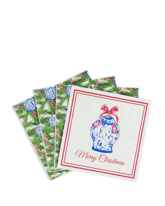Chinoiserie Merry Christmas Cocktail Napkins - 5x5