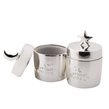 Star & Moon Silver Plated Barrel Shaped Keepsake Boxes (set of 2)