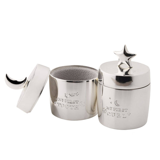 Star & Moon Silver Plated Barrel Shaped Keepsake Boxes (set of 2)