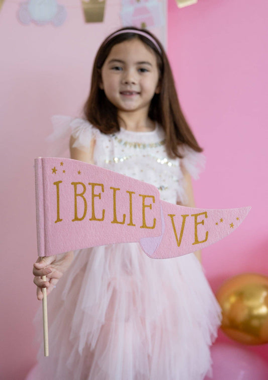 Pink I Believe Felt Pennant Banner