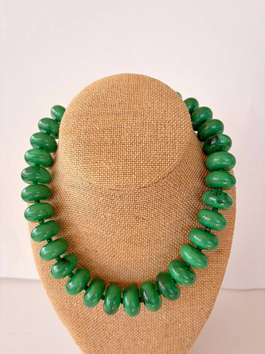 The Rory Emerald Green Large Beaded Necklace
