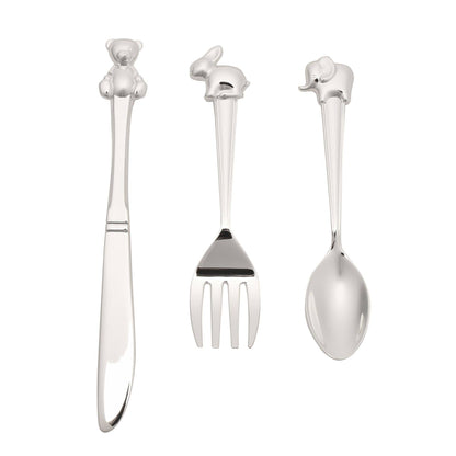 Bambino Silverplated 3pc Cutlery Set with Animal Icons