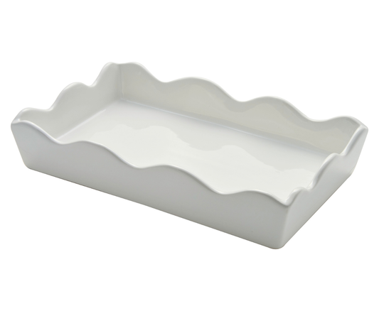 Scalloped Edge Guest Towel Napkin Tray - Ceramic