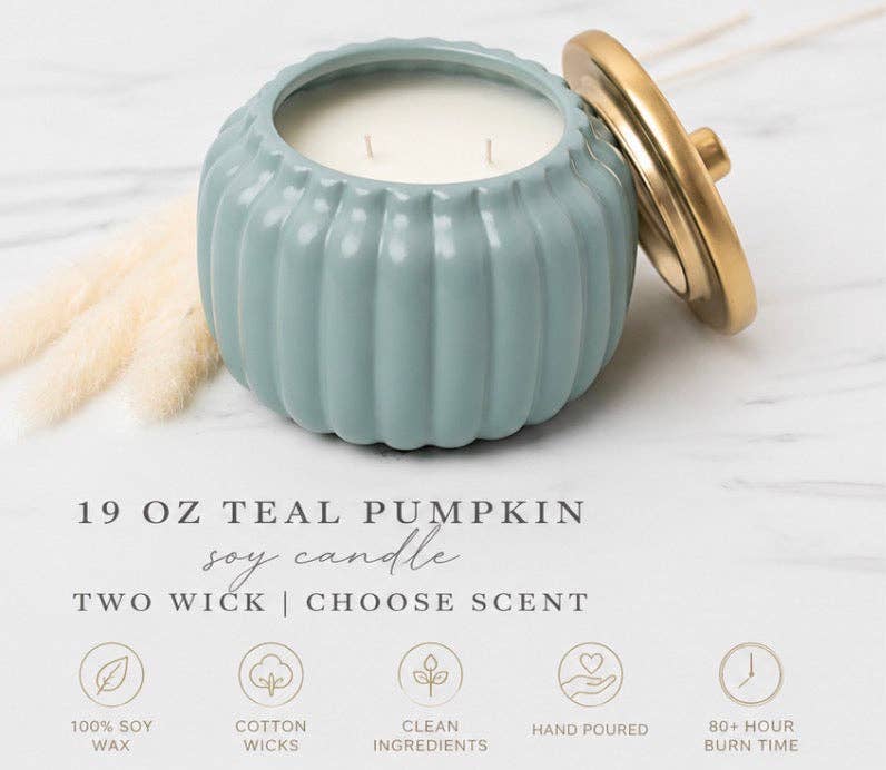 Teal Pumpkin Soy Candle | Coastal Autumn