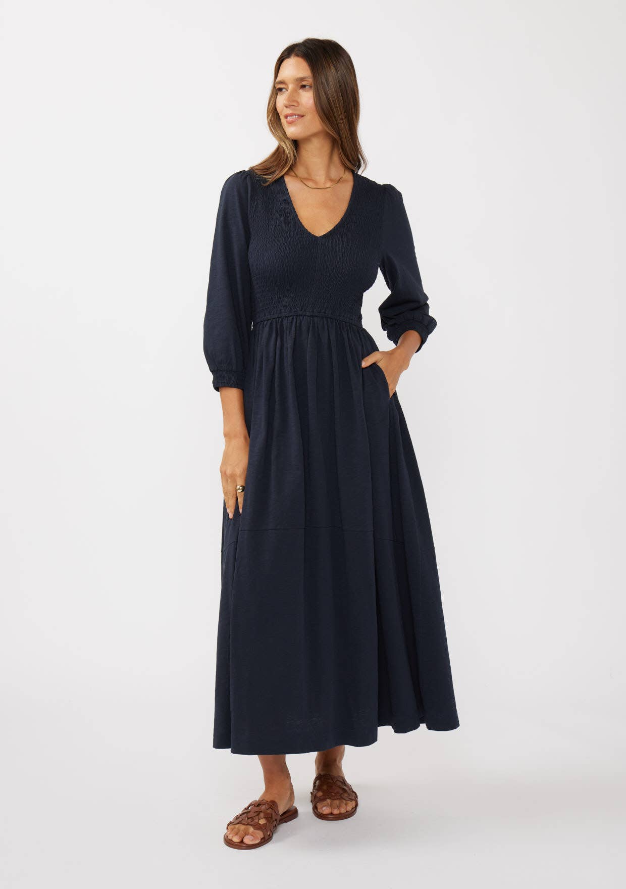 Midnight Smocked Maxi Dress