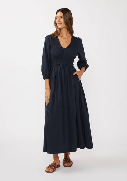 Midnight Smocked Maxi Dress