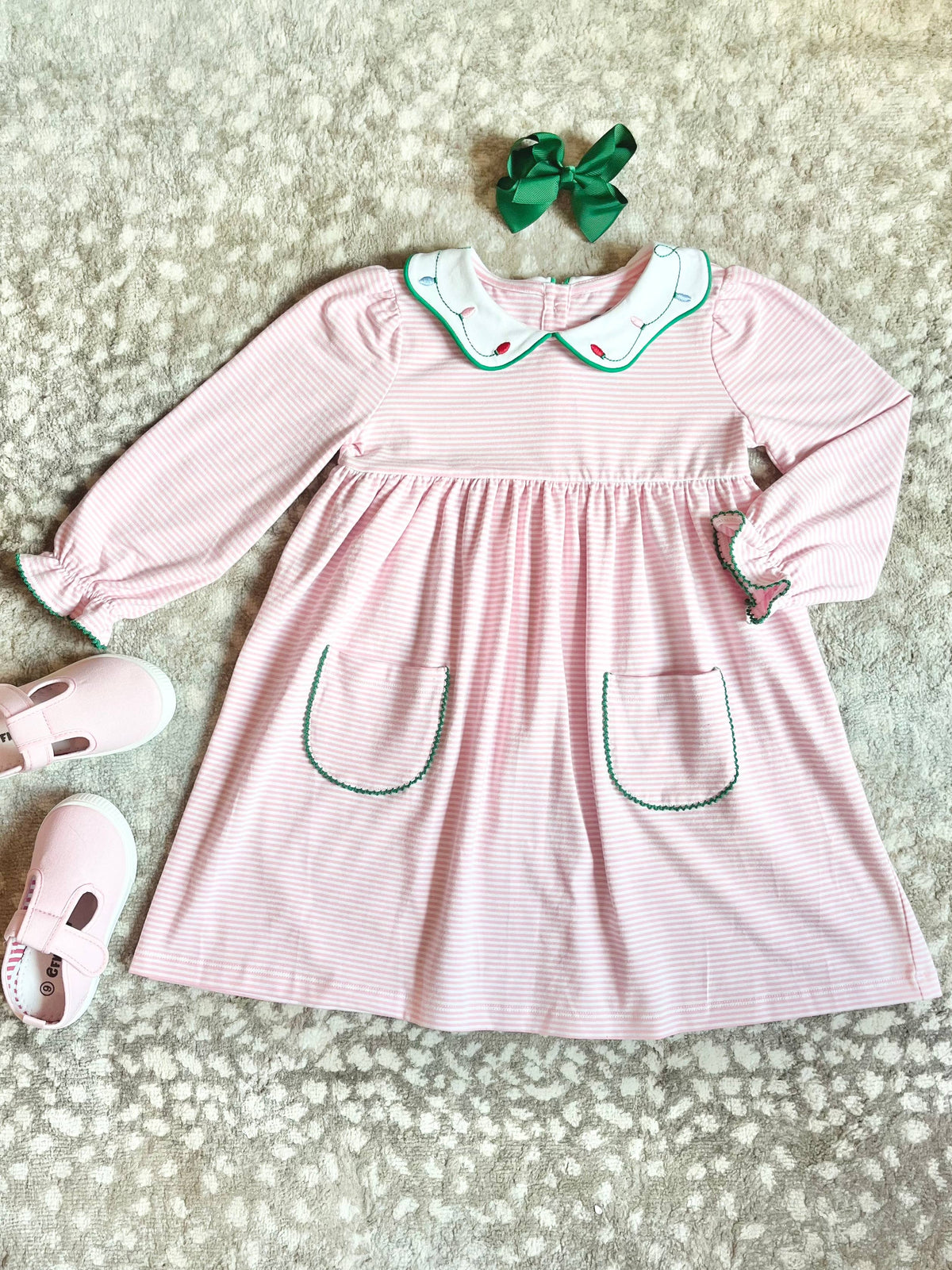 Shine Bright Embroidere Collar Holiday Dress