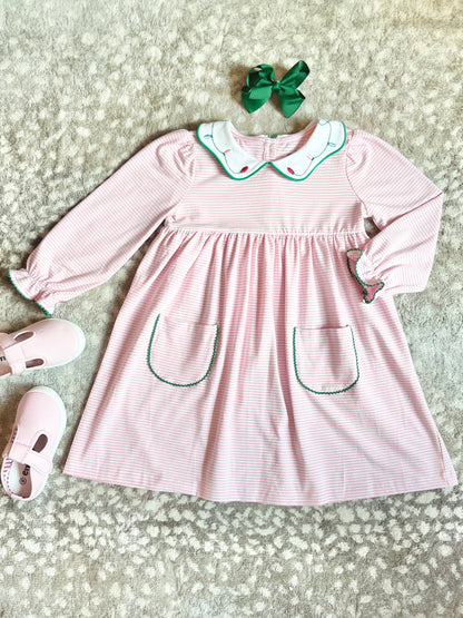 Shine Bright Embroidere Collar Holiday Dress