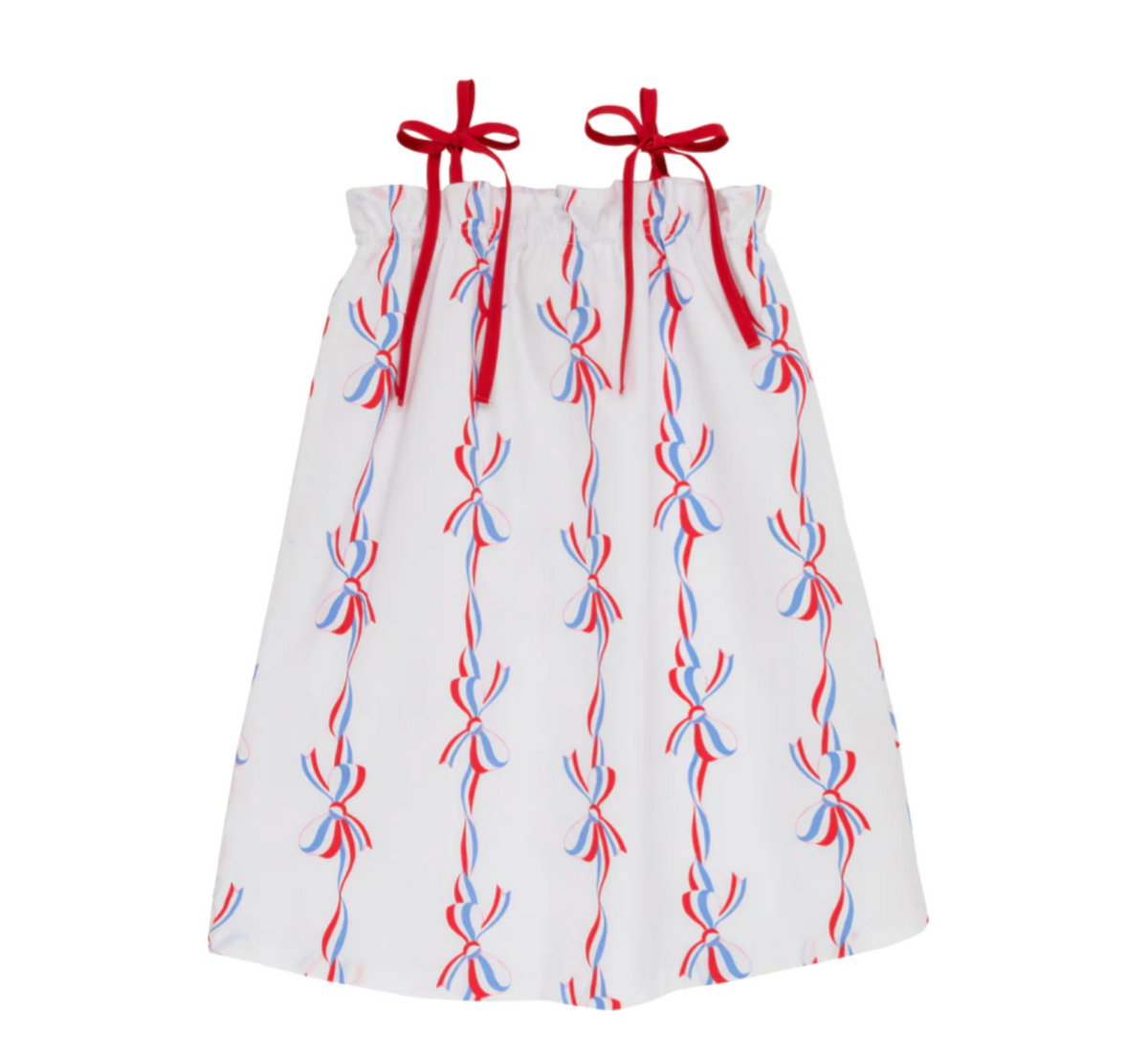 TBBC Laineys Little Dress Broadcloth- Americas Birthday Bows/Richmond Red