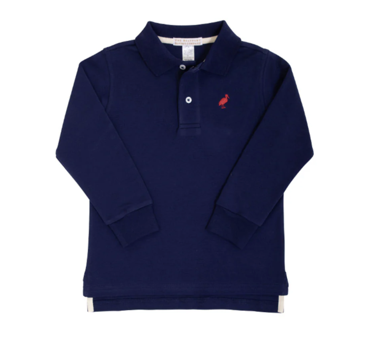 TBBC Long Sleeve Prim & Proper Polo & Onesie Nantucket Navy with Richmond Red Stork