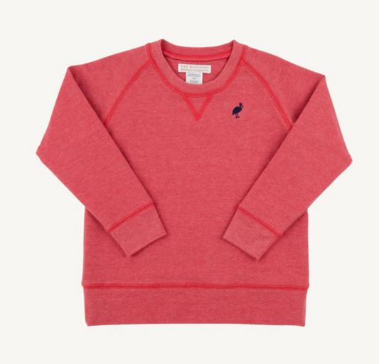 TBBC Cassidy Comfy Crewneck Heathered Richmond Red with Nantucket Navy