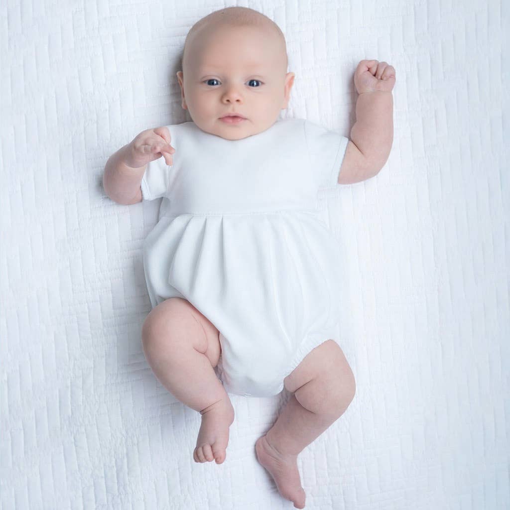 MB Essentials Bubble - White with Blue Picot Trim