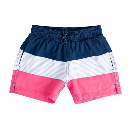 Prodoh Navy Peony Colorblock Boogie Board Swim Trunk