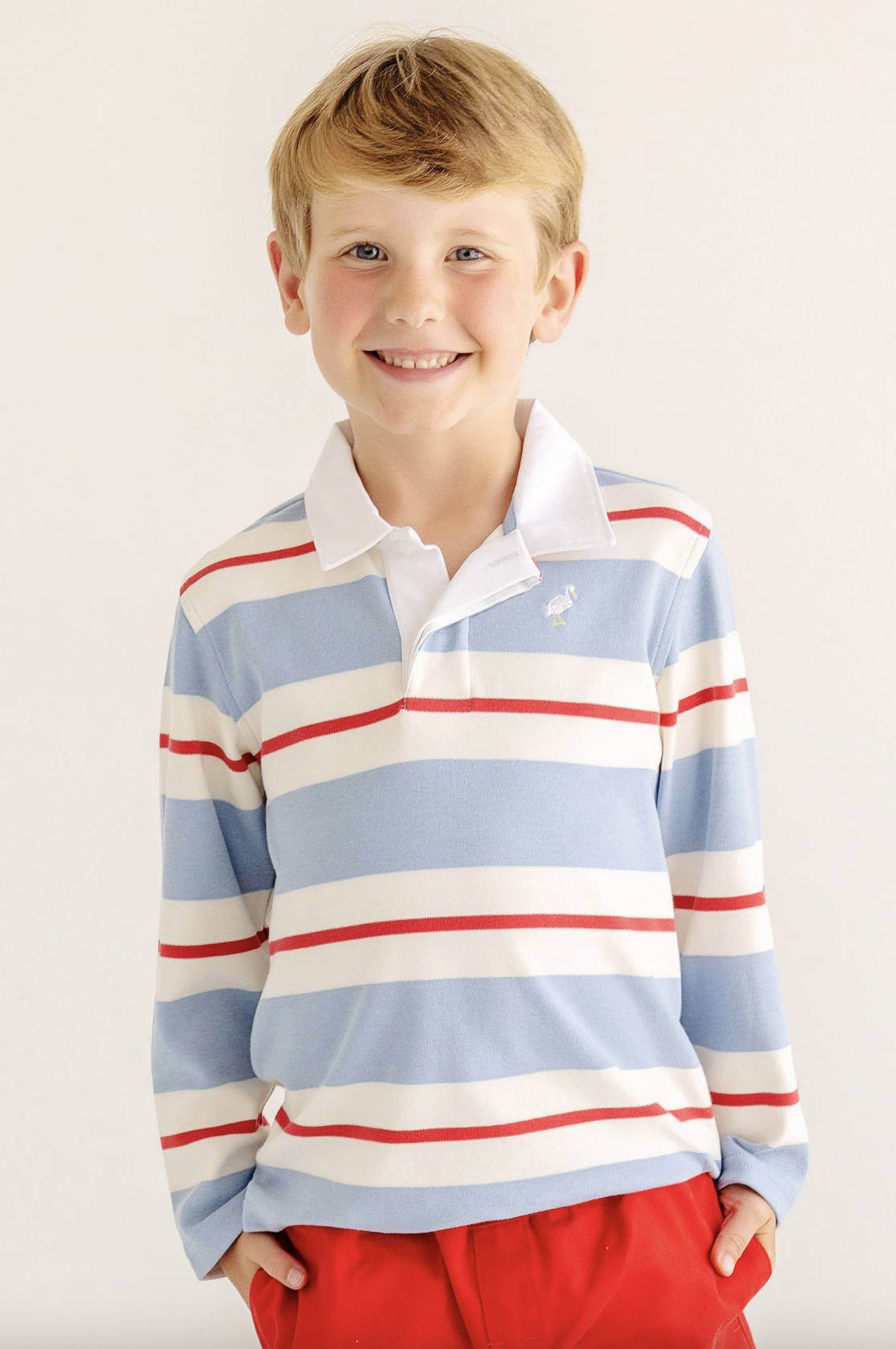 TBBC Rollins Rugby Shirt- Barrington Blue/Richmond Red/PalmettoPearl/White