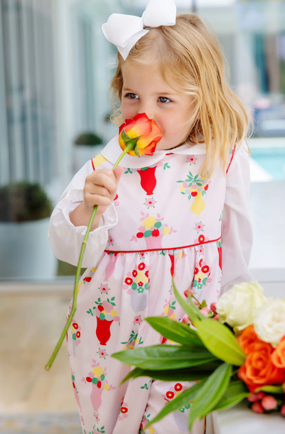 TBBC Sleeveless Rebecca Romper-  Pink & Plentiful with Richmond Red