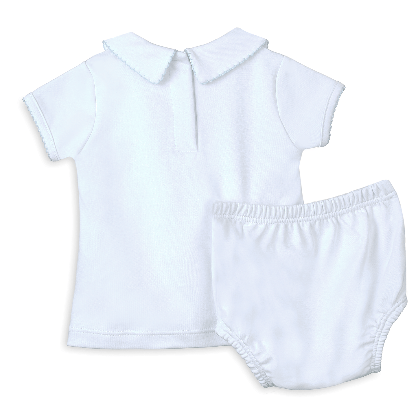MB Landon's Classics Smocked SS Diaper Cover Set - Light Blue