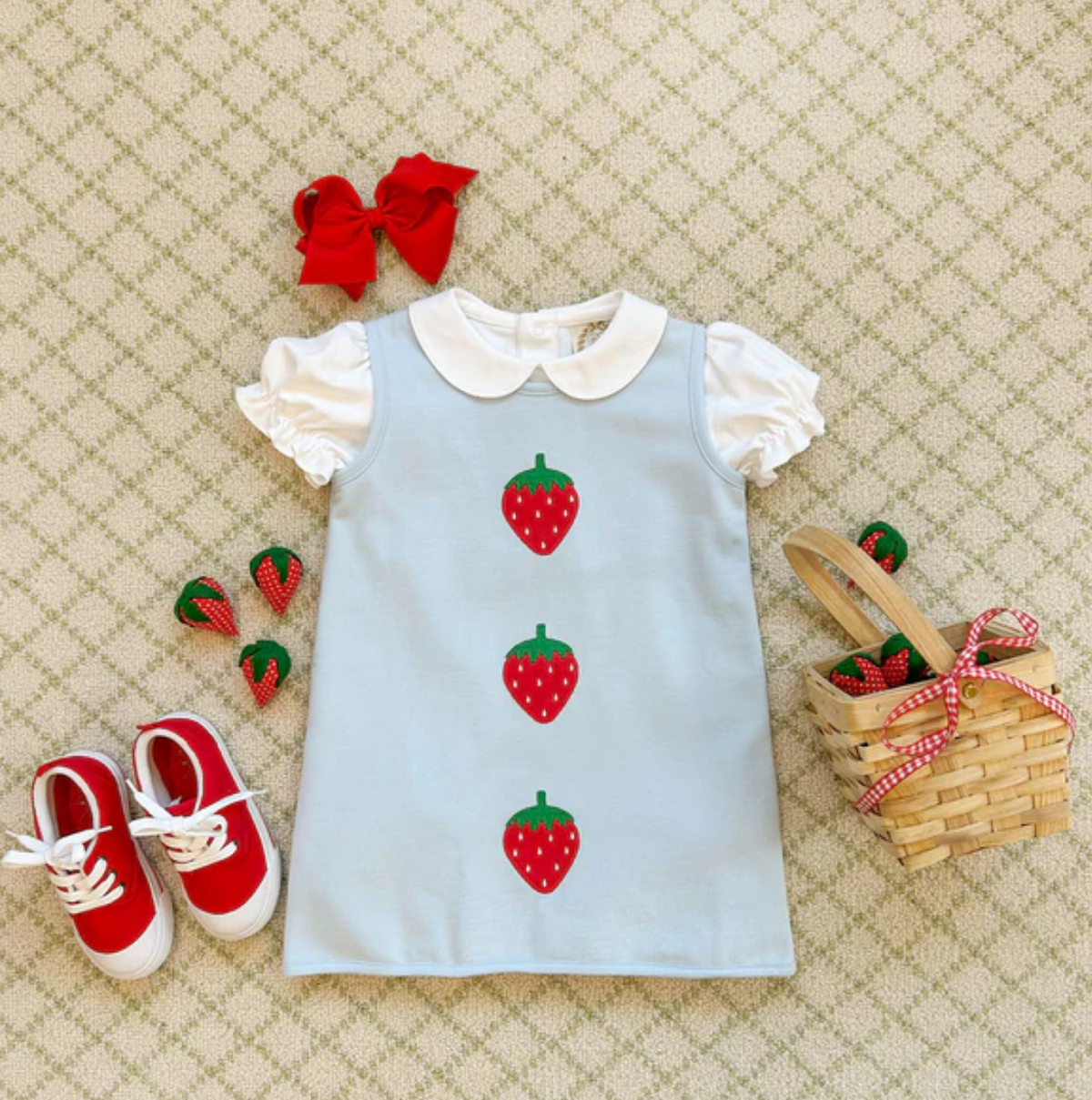 TBBC Annie Apron Dress Strawberries Buckhead Blue
