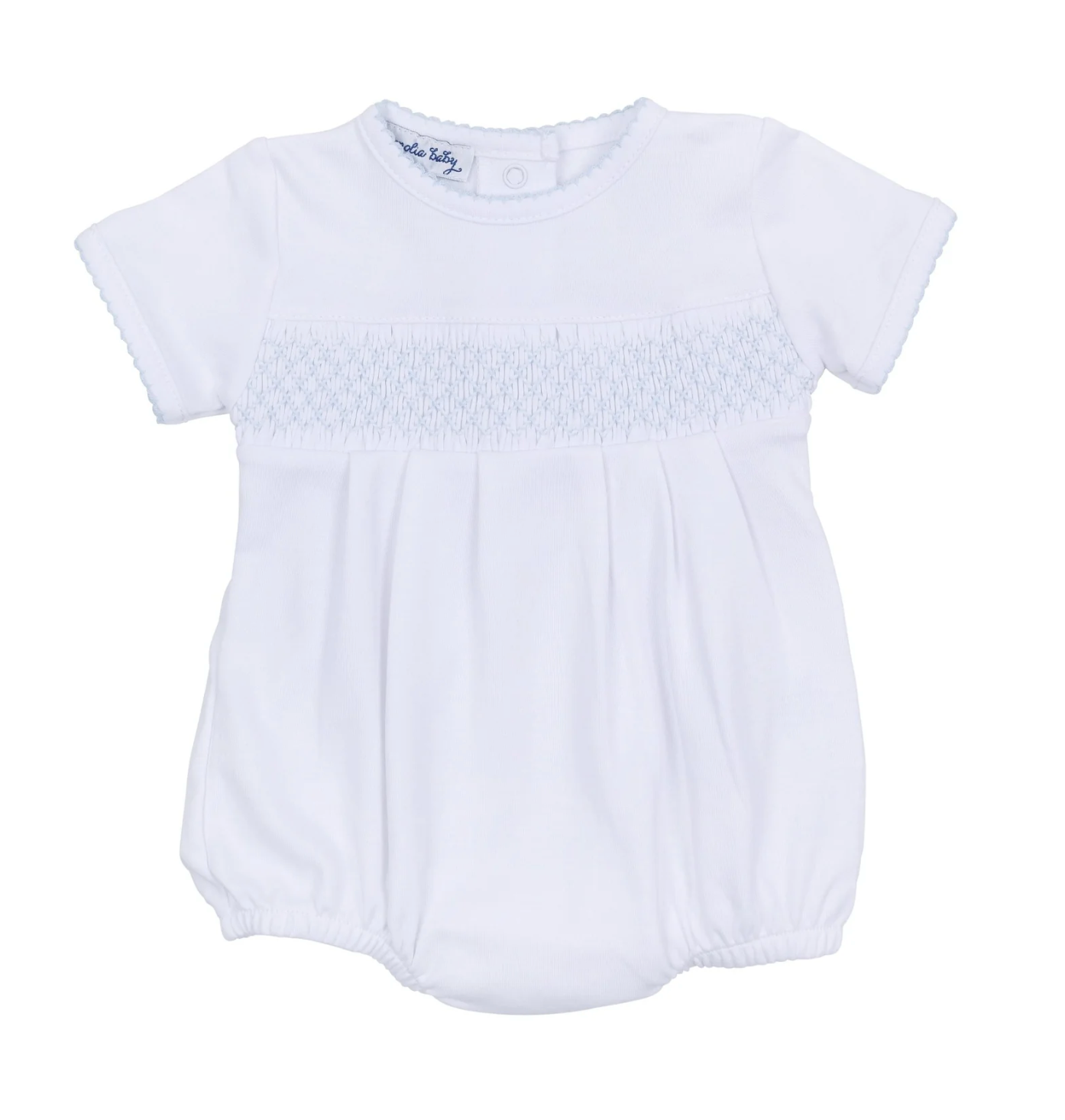 MB Essentials Solid Smocked Bubble - White Blue