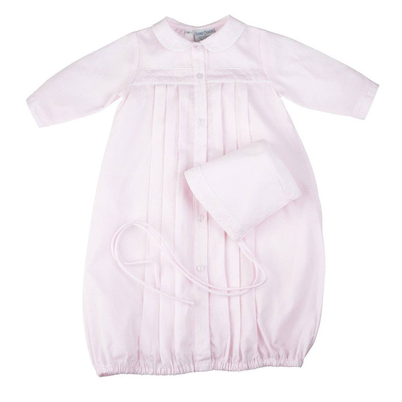 Feltman Preemie Girls Dot Embroidered Take Me Home Gown with Hat