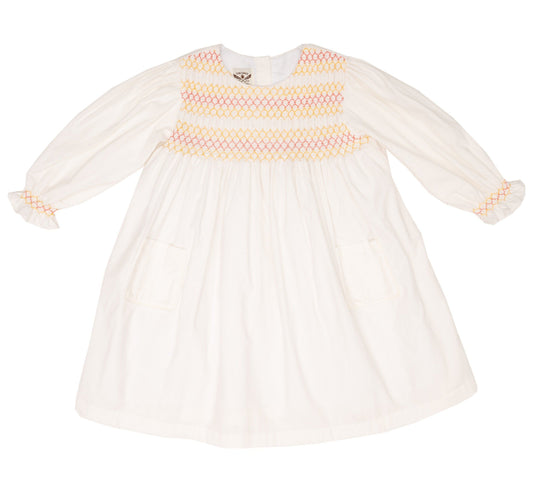 The Oaks Marty White Smocked Dress