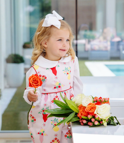 TBBC Sleeveless Rebecca Romper-  Pink & Plentiful with Richmond Red