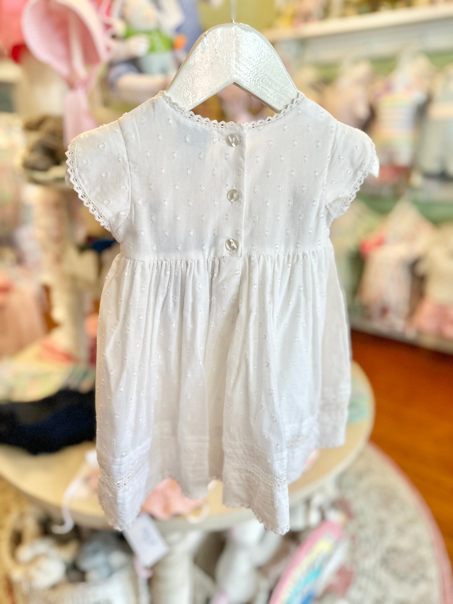 Cotton Kids White Pintucks Lace Empire Dress