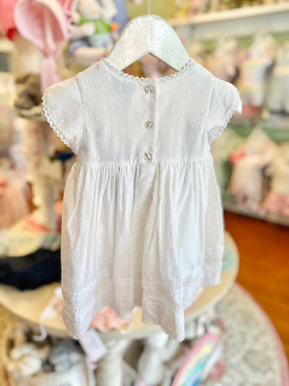 Cotton Kids White Pintucks Lace Empire Dress
