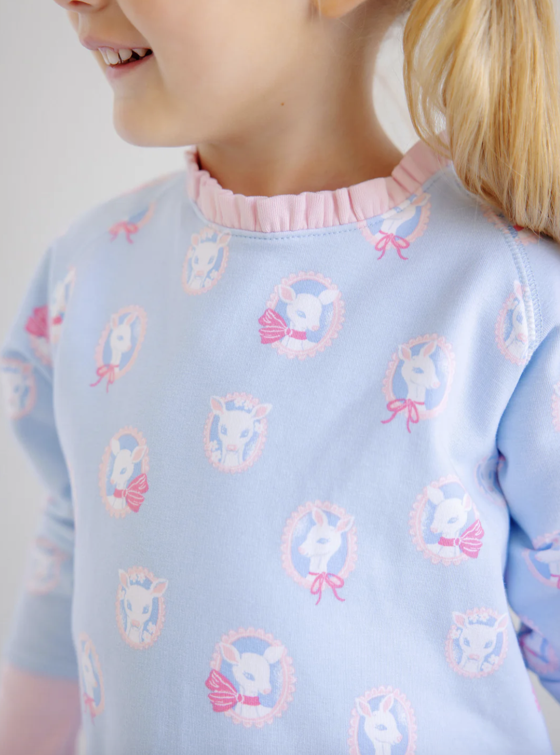 TBBC Cassidy Comfy Crewneck Dear Friends with Palm Beach Pink