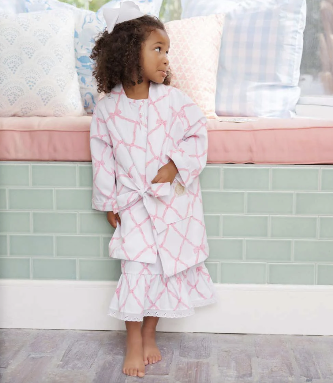 TBBC Blaylock Bath Robe Belle Meade Bow/Worth Avenue White