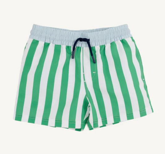 TBBC Turtle Bay Swim Trunks Kiawah Kelly Green Stripe BHB