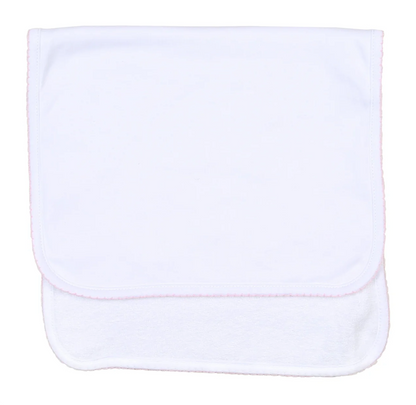 MB Essentials White Burp Cloth with Trim (Pink or Blue)