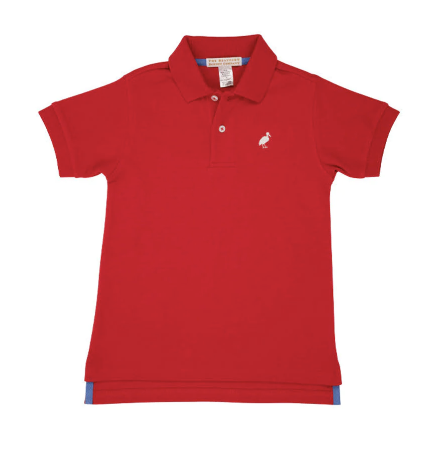 TBBC Prim & Proper Polo SS Richmond Red with White Stork