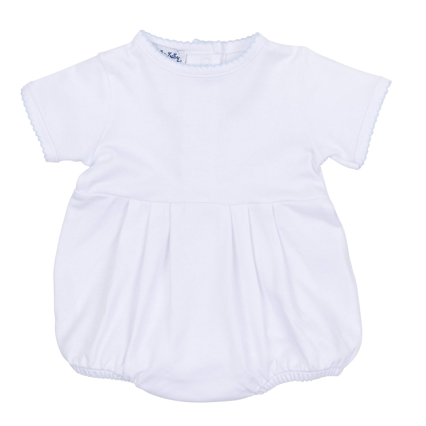 MB Essentials Bubble - White with Blue Picot Trim