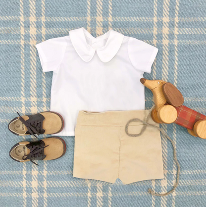 TBBC Peter Pan Onesie/Shirt White Woven Short Sleeve