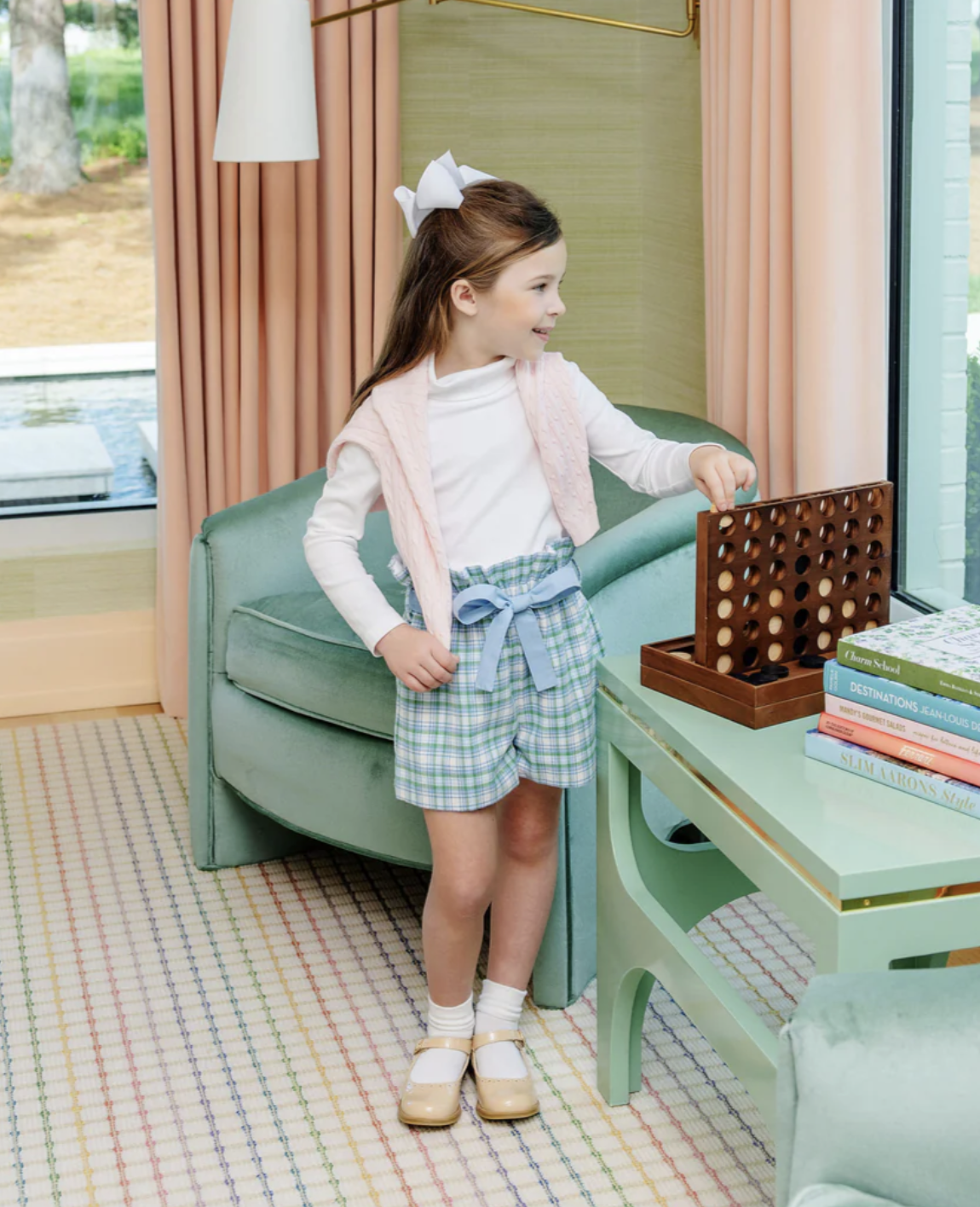 TBBC- Maddie Bea Bag Shorts - Woven Yarn  Eastpoint Plaid/Barrington Blue