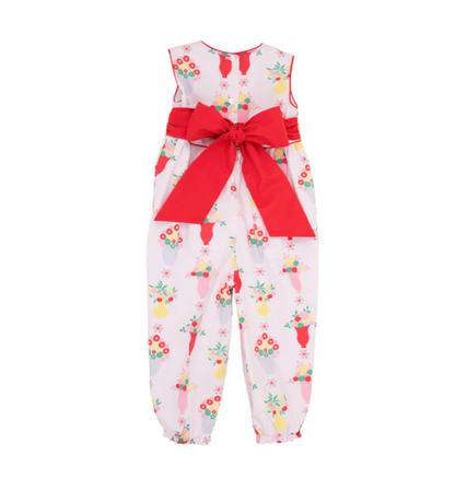 TBBC Sleeveless Rebecca Romper-  Pink & Plentiful with Richmond Red