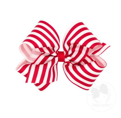 King Nautical Stripe Print Grosgrain Hair Bow
