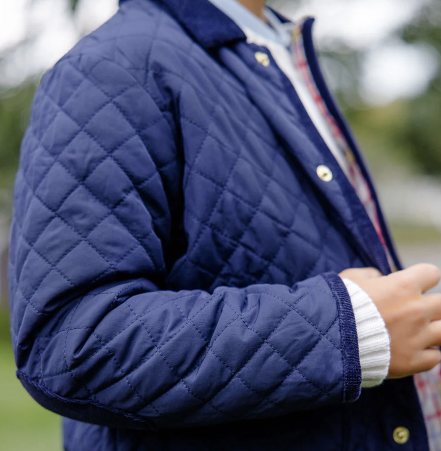 TBBC Caldwell Quilted Coat- Nantucket Navy with Palmetto Pearl