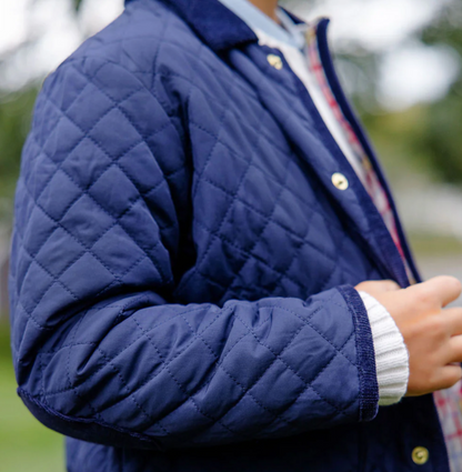 TBBC Caldwell Quilted Coat- Nantucket Navy with Palmetto Pearl