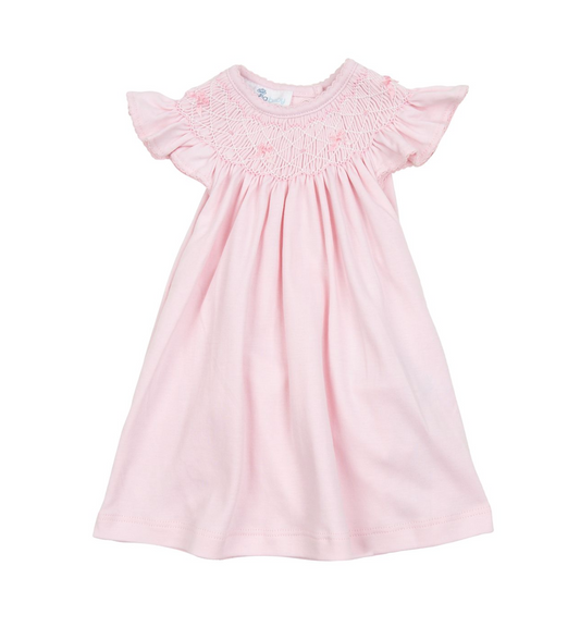 MB Ameila's Classics Pink Solid Bishop Flutters Toddler Dress