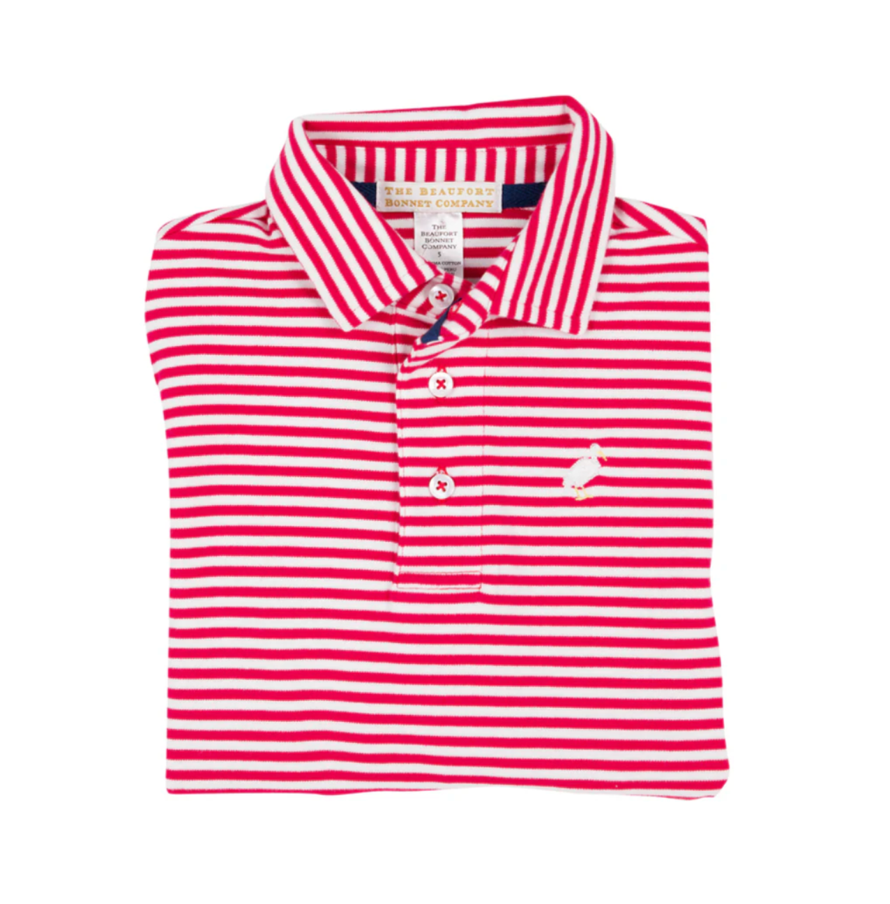 TBBC LS Prim & Proper Polo Richmond Red Stripe with Multicolor Stork