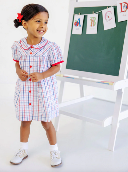 TBBC Tabithas Teachers Pet Dress Whitehall Windowpane/ Richmond Red