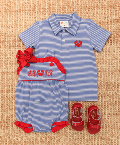 JB Coastal Crabs Ruffle Sunsuit (Girls)