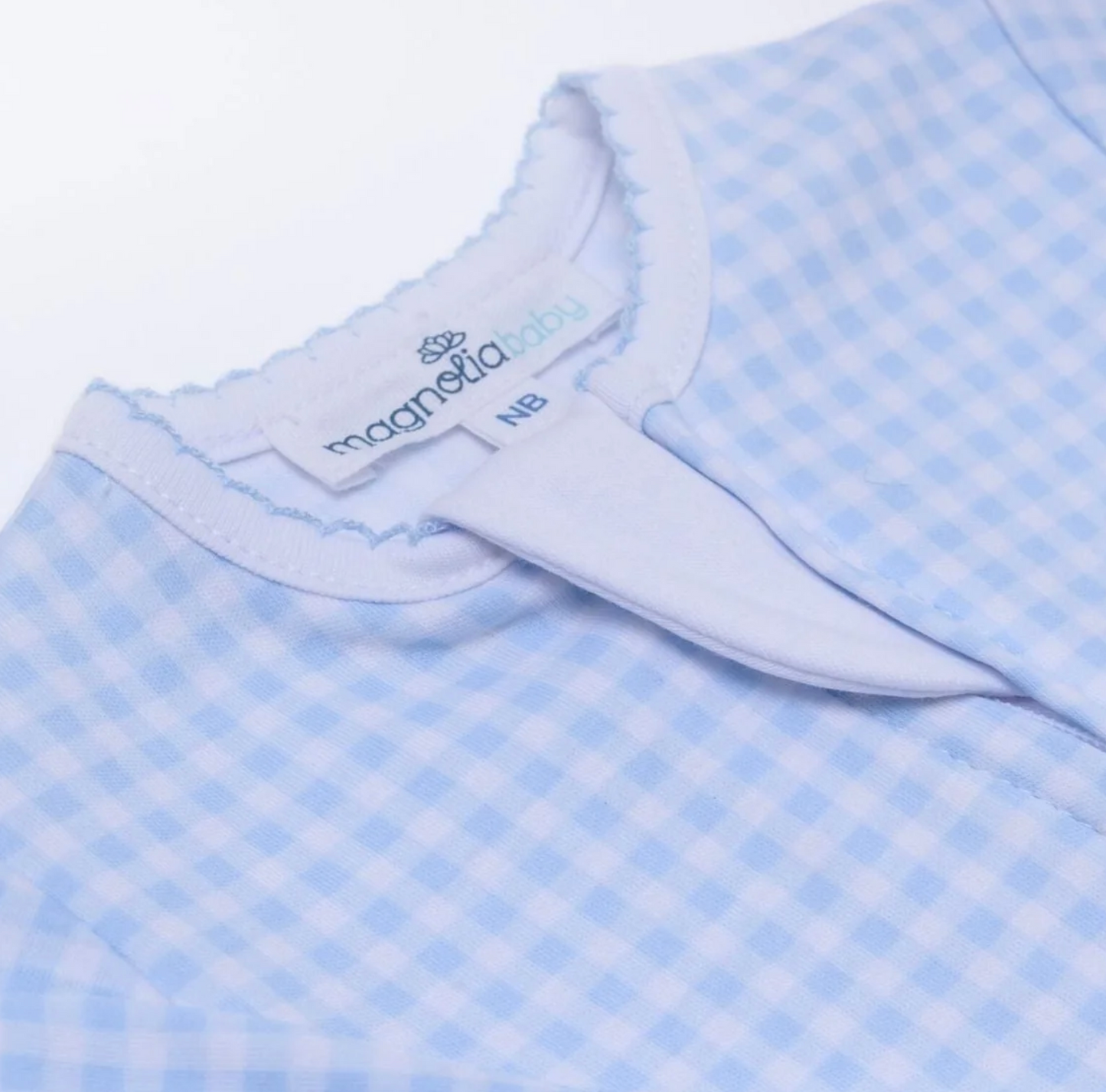 MB Mini Checks Zip Footie (Blue or Pink)