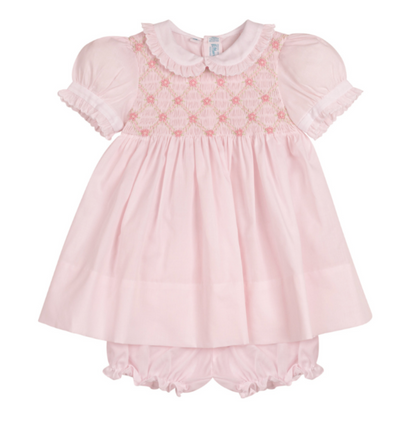 Feltman Dainty Smocked Floral Dress Pink